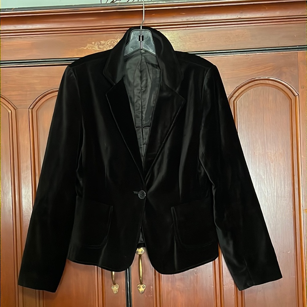 Briggs New York Black Shiny Single Button Blazer Size 10